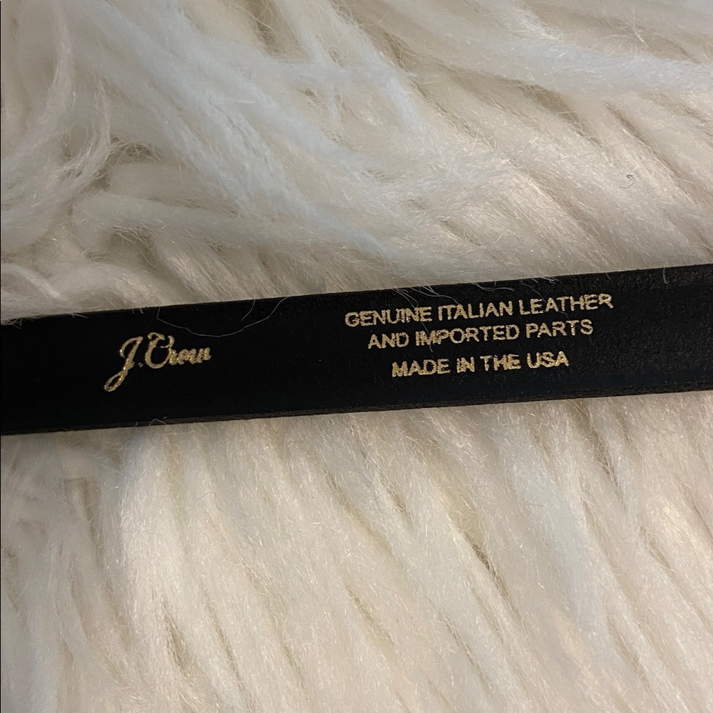 J. Crew Black Leather Belt with Gold Buckle size S length till first whole 30” - Picture 7 of 8